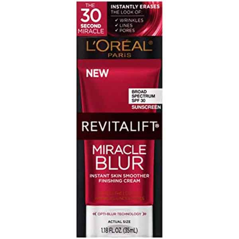 L'Oreal Paris Skincare Revitalift Miracle Blur Instant Skin Smoother Primer, Facial Cream with SPF 30 Sunscreen, Face Moisturizer, 1.18 fl. oz.